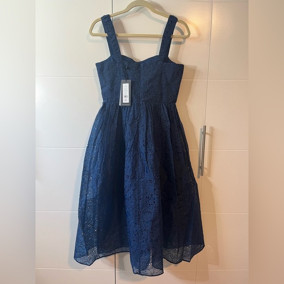 NWT French Connection Embroidered Strappy Midi Dress in Midnight Blue - Picture 6 of 17
